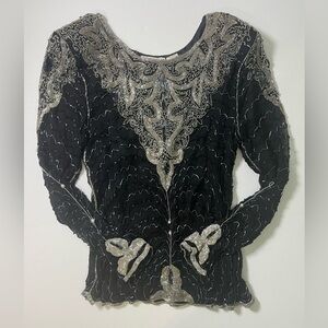 Vintage Beaded Longsleeve Top Tunic Freesha